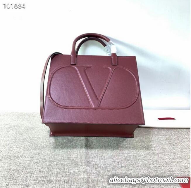 Purchase Best VALENTINO Origianl leather tote V2021 oxblood red