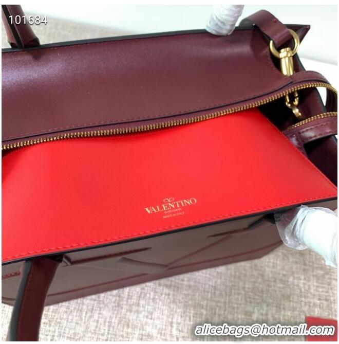 Purchase Best VALENTINO Origianl leather tote V2021 oxblood red