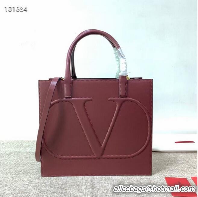 Purchase Best VALENTINO Origianl leather tote V2021 oxblood red