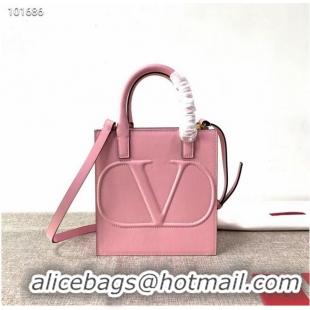 Luxury Cheap VALENTINO Origianl leather tote V2021 pink