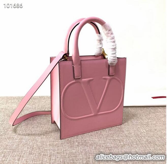 Luxury Cheap VALENTINO Origianl leather tote V2021 pink