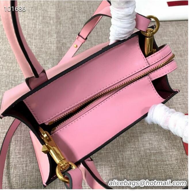 Luxury Cheap VALENTINO Origianl leather tote V2021 pink