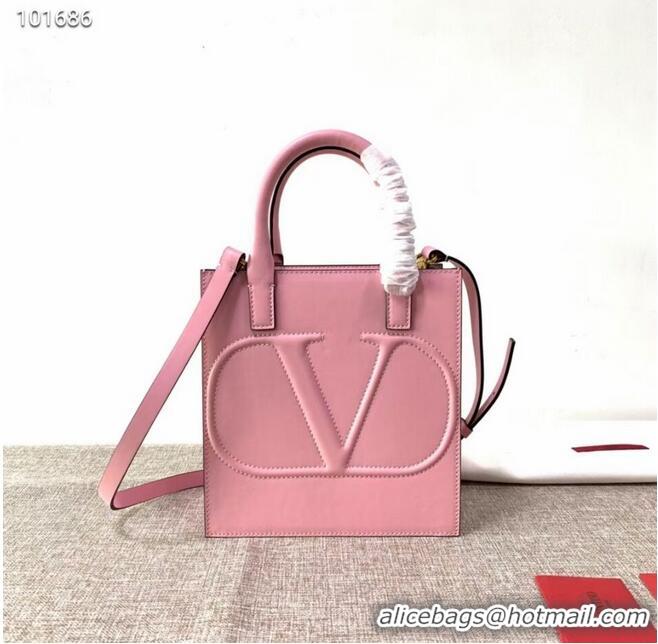 Luxury Cheap VALENTINO Origianl leather tote V2021 pink