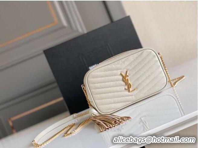 Classic Yves Saint Laurent VINTAGE CAMERA BAG IN Calfskin Leather 6125791 white