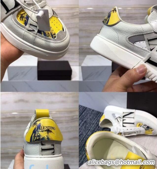 Good Product Valentino VL7N Sneaker with Banded Calfskin and Print 080840 Grey/Yellow