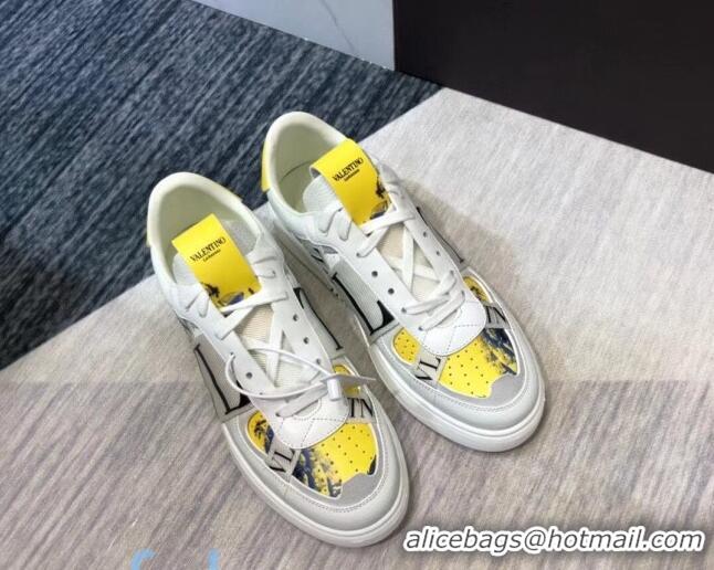 Good Product Valentino VL7N Sneaker with Banded Calfskin and Print 080840 Grey/Yellow