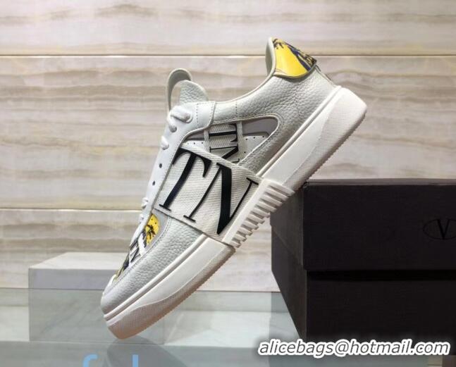 Good Product Valentino VL7N Sneaker with Banded Calfskin and Print 080840 Grey/Yellow