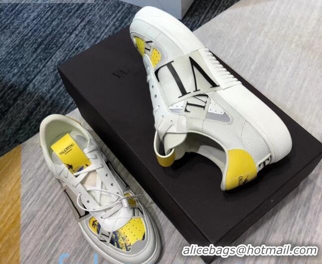 Good Product Valentino VL7N Sneaker with Banded Calfskin and Print 080840 Grey/Yellow