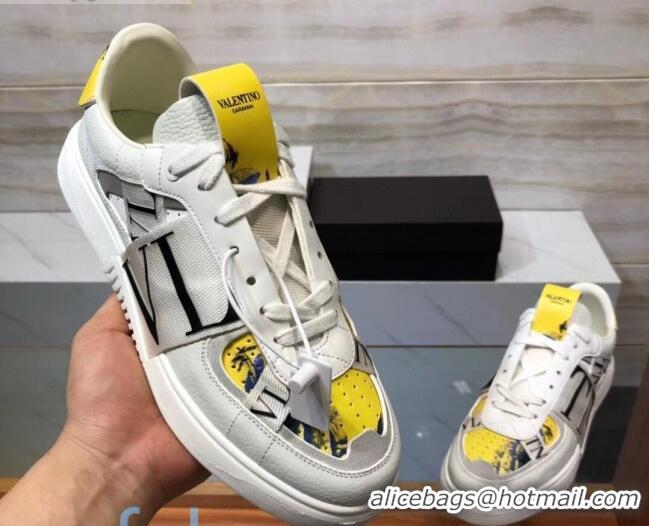 Good Product Valentino VL7N Sneaker with Banded Calfskin and Print 080840 Grey/Yellow