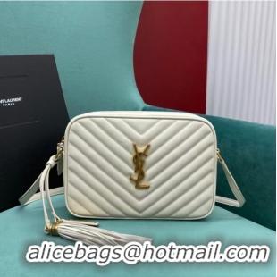 Discount Yves Saint Laurent LOU CAMERA BAG IN QUILTED LEATHER 612544 white