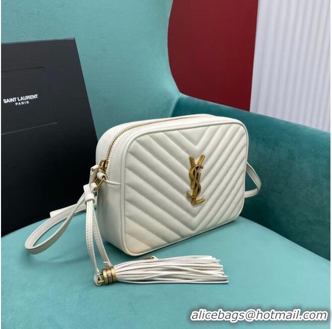 Discount Yves Saint Laurent LOU CAMERA BAG IN QUILTED LEATHER 612544 white