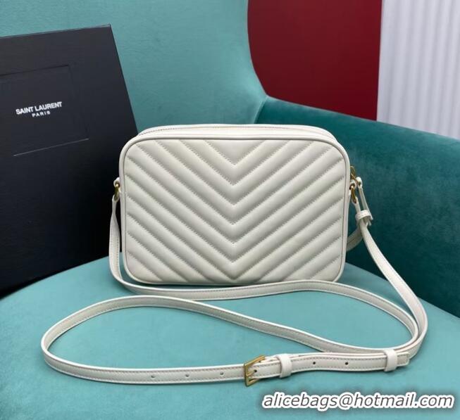 Discount Yves Saint Laurent LOU CAMERA BAG IN QUILTED LEATHER 612544 white