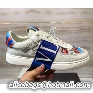 Best Luxury Valentino VL7N Sneaker with Banded Calfskin and Print 080840 Blue/White