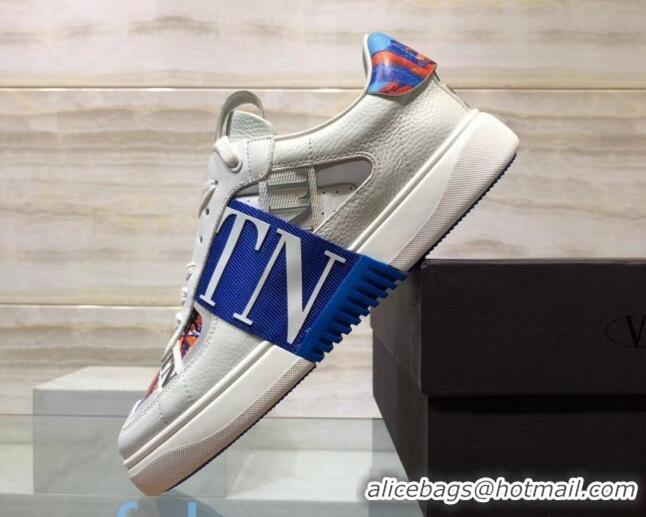 Best Luxury Valentino VL7N Sneaker with Banded Calfskin and Print 080840 Blue/White