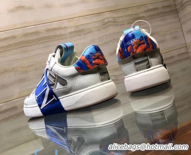 Best Luxury Valentino VL7N Sneaker with Banded Calfskin and Print 080840 Blue/White