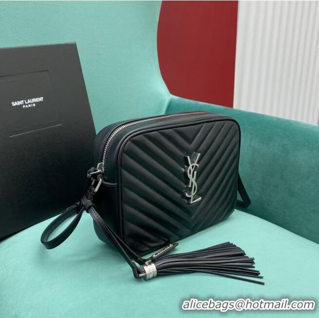 Buy Discount Yves Saint Laurent LOU CAMERA BAG IN QUILTED LEATHER 612544 black&silver