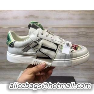 Good Quality Valentino VL7N Sneaker with Banded Calfskin and Print 080840 Grey/Green