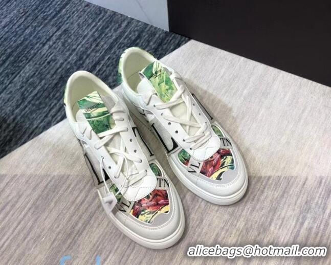 Good Quality Valentino VL7N Sneaker with Banded Calfskin and Print 080840 Grey/Green