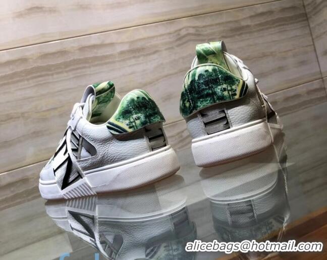 Good Quality Valentino VL7N Sneaker with Banded Calfskin and Print 080840 Grey/Green