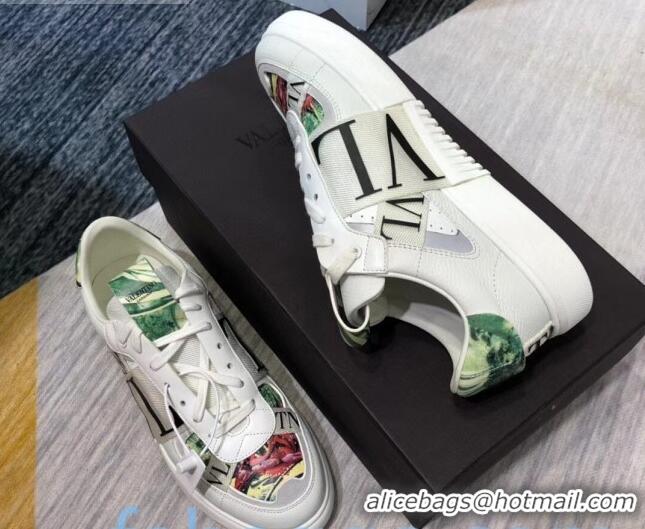 Good Quality Valentino VL7N Sneaker with Banded Calfskin and Print 080840 Grey/Green