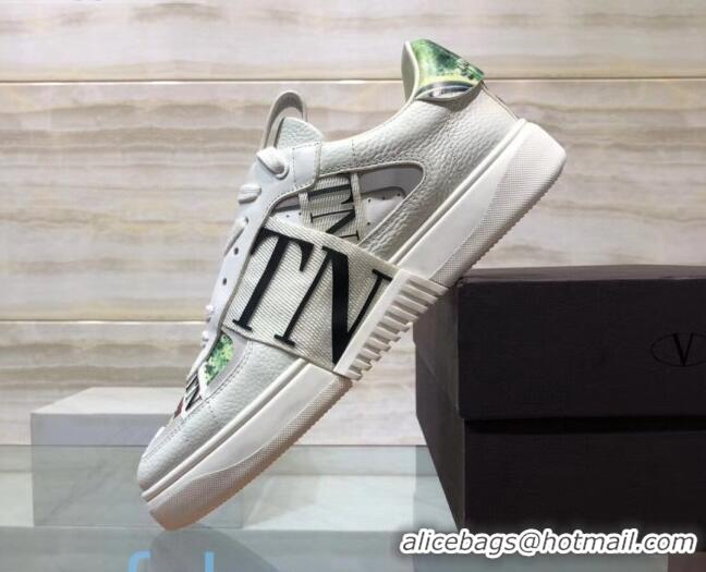 Good Quality Valentino VL7N Sneaker with Banded Calfskin and Print 080840 Grey/Green