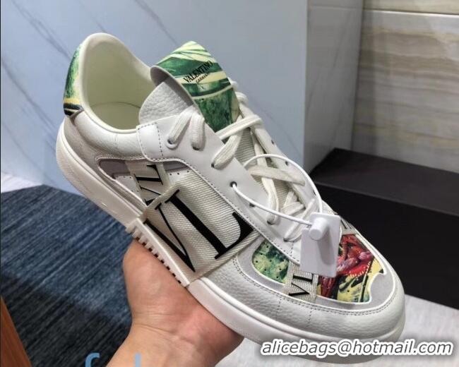 Good Quality Valentino VL7N Sneaker with Banded Calfskin and Print 080840 Grey/Green