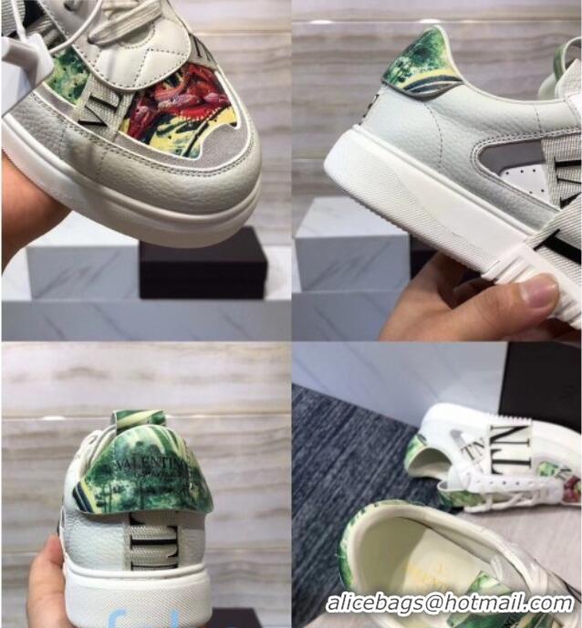 Good Quality Valentino VL7N Sneaker with Banded Calfskin and Print 080840 Grey/Green