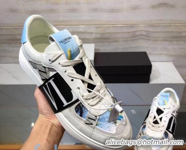 Super Quality Valentino VL7N Sneaker with Banded Calfskin and Print 080840 Blue/Black