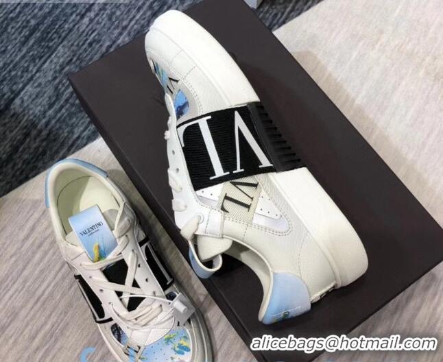 Super Quality Valentino VL7N Sneaker with Banded Calfskin and Print 080840 Blue/Black