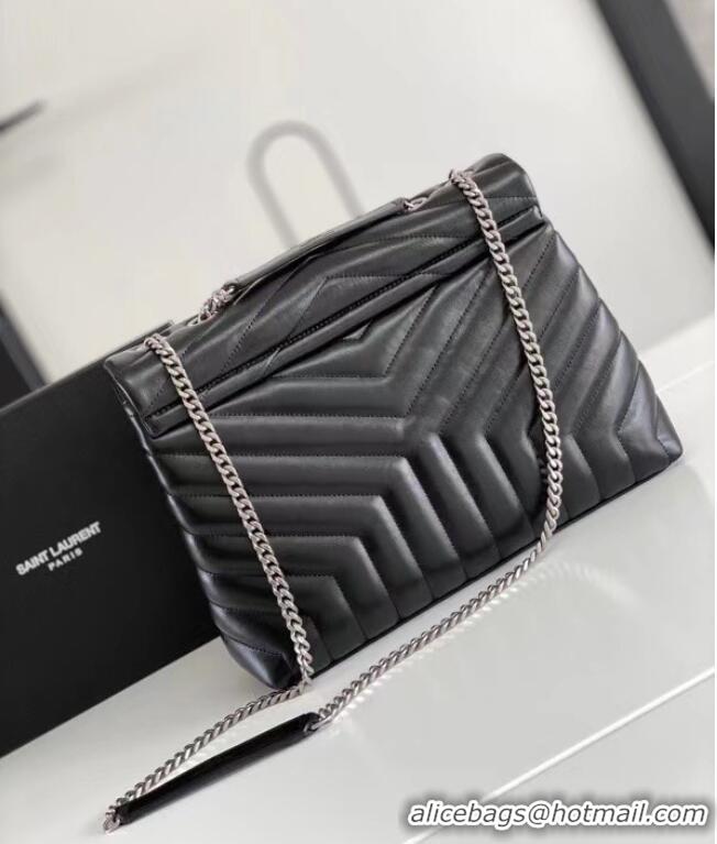 Pretty Style SAINT LAURENT LOULOU MEDIUM IN MATELASSE LEATHER 459749 black&Ancient silver