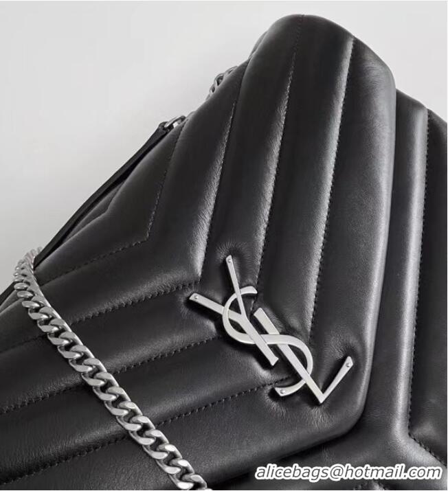 Pretty Style SAINT LAURENT LOULOU MEDIUM IN MATELASSE LEATHER 459749 black&Ancient silver