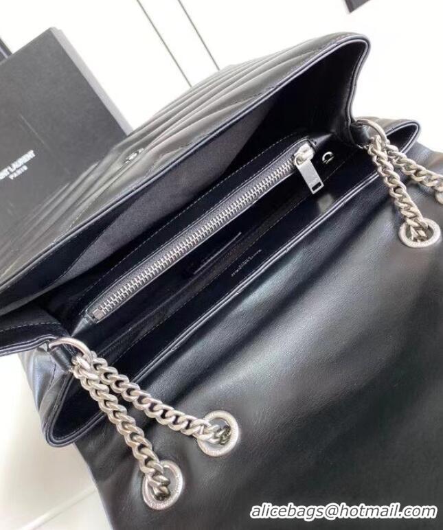 Pretty Style SAINT LAURENT LOULOU MEDIUM IN MATELASSE LEATHER 459749 black&Ancient silver