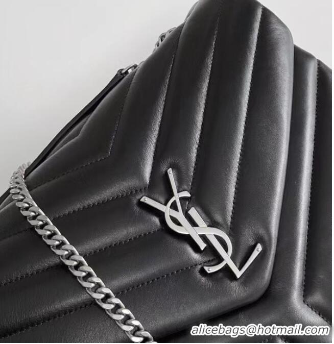 Pretty Style SAINT LAURENT LOULOU MEDIUM IN MATELASSE LEATHER 459749 black&Ancient silver