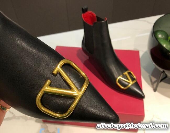 Best Luxury Valentino VLogo Calfskin Heel 40 Boots 082711 Black/Gold