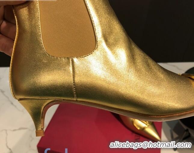 Most Popular Valentino VLogo Metallic Leather Heel 40 Boots 082711 Gold