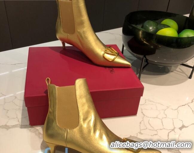 Most Popular Valentino VLogo Metallic Leather Heel 40 Boots 082711 Gold