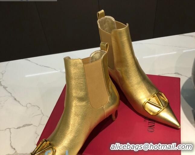 Most Popular Valentino VLogo Metallic Leather Heel 40 Boots 082711 Gold