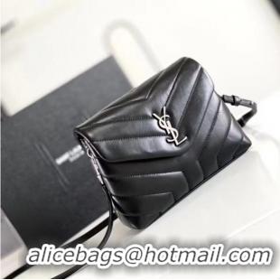 Discount SAINT LAURENT LOULOU SMALL IN MATELASSE Y LEATHER 467072 black&Ancient silver