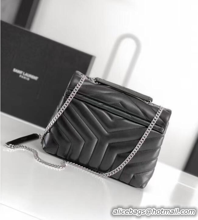 Hot Sell SAINT LAURENT LOULOU SMALL IN MATELASSE Y LEATHER 494699 black&Ancient silver