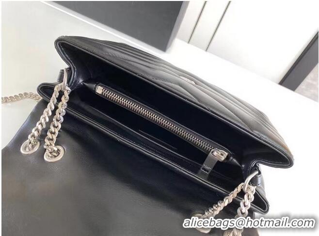 Hot Sell SAINT LAURENT LOULOU SMALL IN MATELASSE Y LEATHER 494699 black&Ancient silver