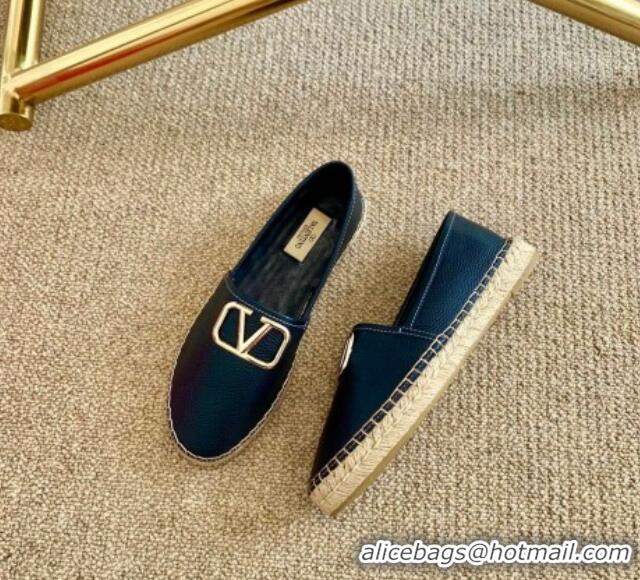 Best Price Valentino VLogo Leather Espadrilles 082816 Blue