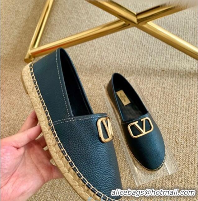 Best Price Valentino VLogo Leather Espadrilles 082816 Blue