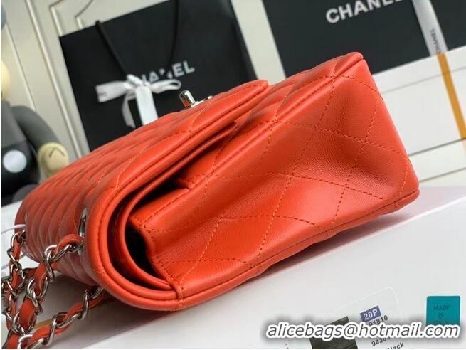 Super Quality Chanel classic handbag Lambskin & silver Metal A01112 red