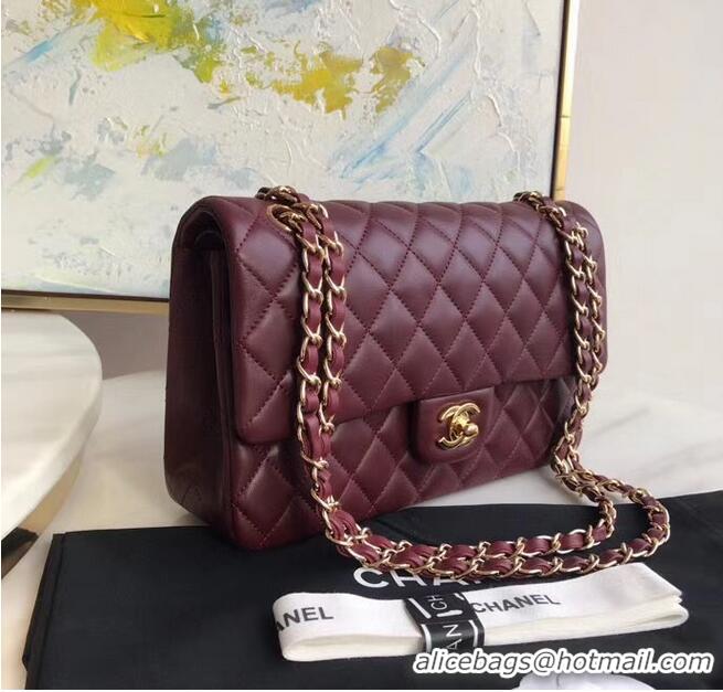 Grade Design Chanel classic handbag Lambskin & gold Metal A01112 Burgundy