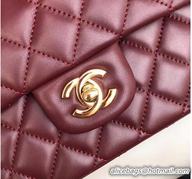 Grade Design Chanel classic handbag Lambskin & gold Metal A01112 Burgundy