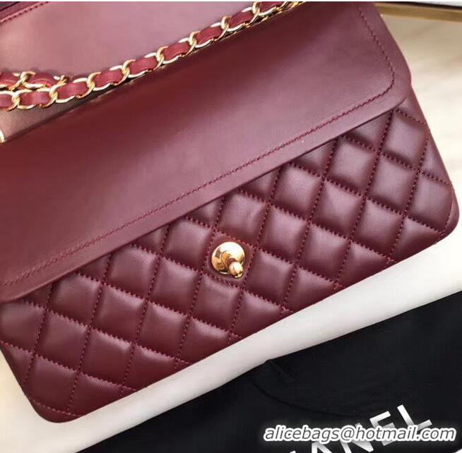 Grade Design Chanel classic handbag Lambskin & gold Metal A01112 Burgundy