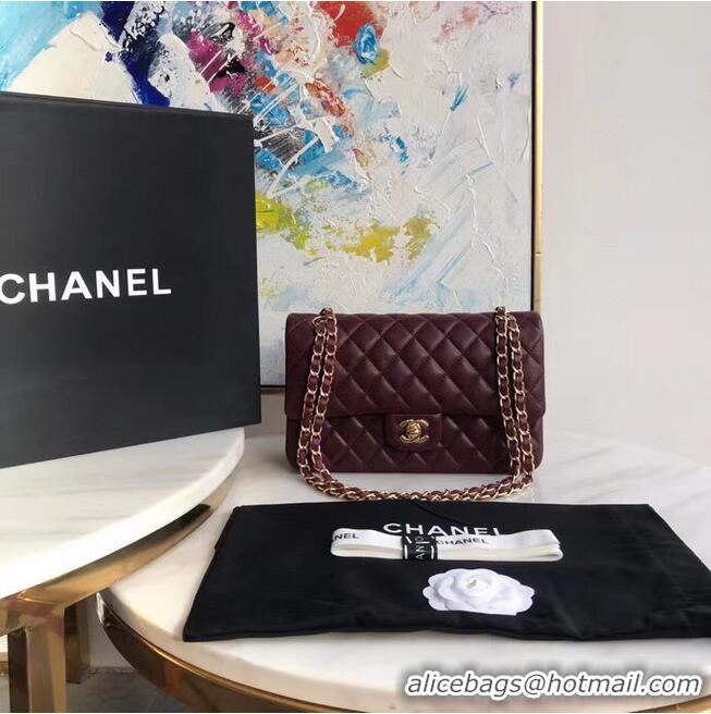 Grade Design Chanel classic handbag Lambskin & gold Metal A01112 Burgundy