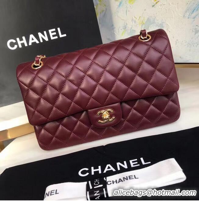 Grade Design Chanel classic handbag Lambskin & gold Metal A01112 Burgundy