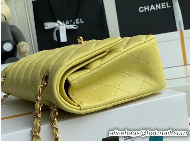 Top Design Chanel classic handbag Lambskin & gold Metal A01112 lemon