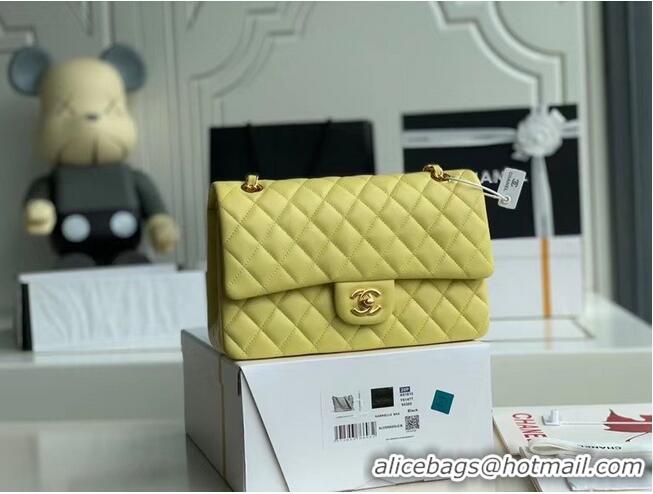 Top Design Chanel classic handbag Lambskin & gold Metal A01112 lemon